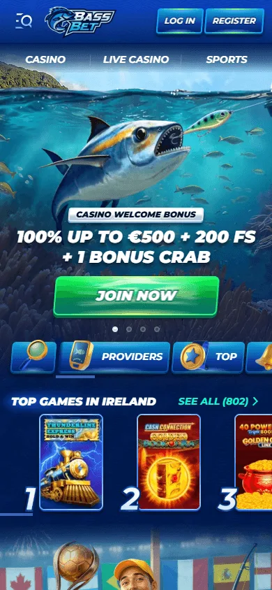 Bassbet Casino mobile home view