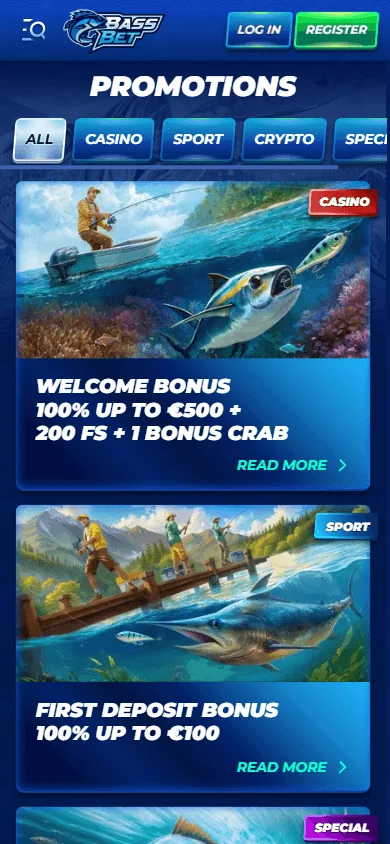 Bassbet Casino mobile promotions view
